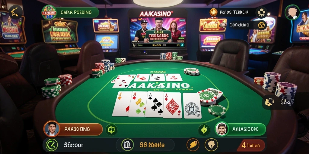 Tampilan gameplay AAKASINO yang seru dan menegangkan saat bermain poker.