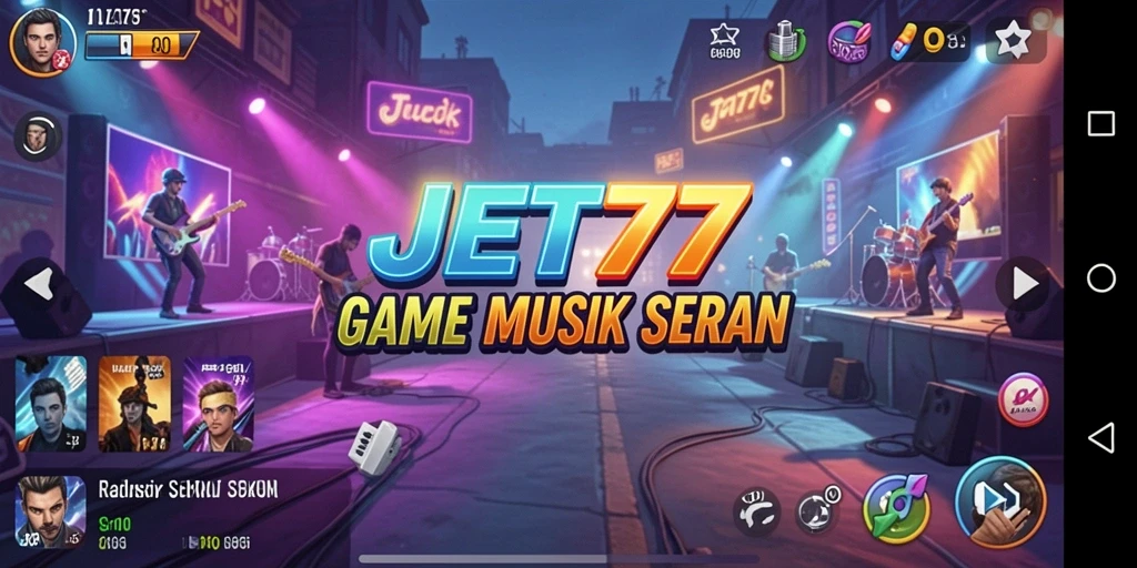 Tampilan gameplay JET77 yang seru dengan musik yang menawan.