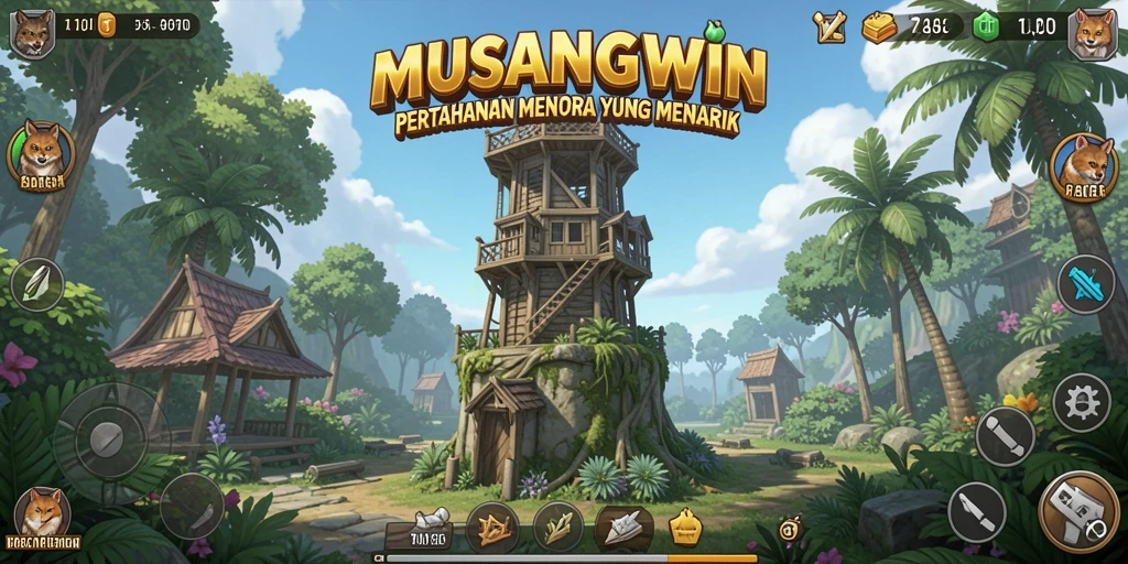 Tampilan gameplay seru Tower Defense di MUSANGWIN.