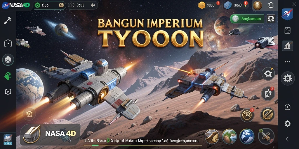 Tampilan utama gameplay Tycoon di NASA4D dengan galaksi yang luas.