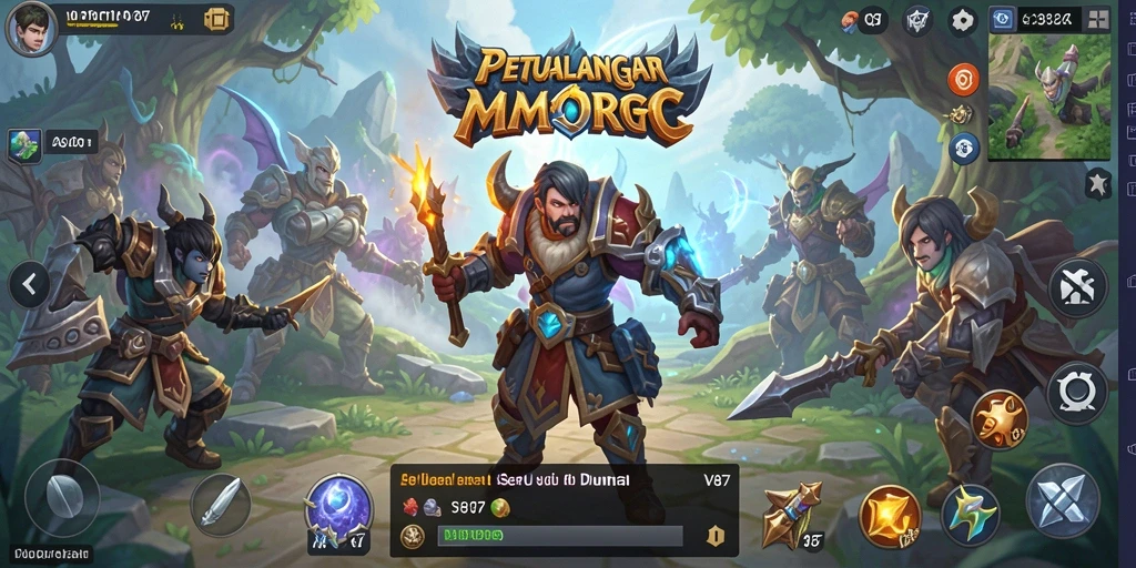 Tampilan gameplay menarik dari V87 yang memperlihatkan pertempuran MMORPG.